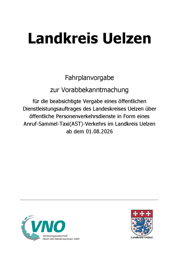 Deckblatt Fahrplanvorgabe AST Uelzen